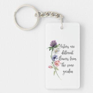 Pretty Pastel Wildflowers "Sisters are . . ." Key Ring