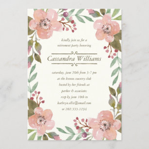 Pretty Pastels   Floral Wreath Retirement Party Invitation