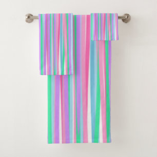 Pretty Pastels Vertical Stripes Bath Towel Set