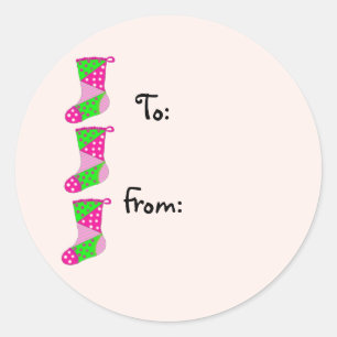 Pretty Patchwork Christmas Classic Round Sticker