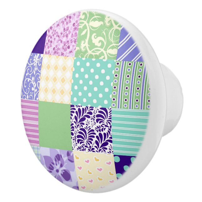 Pretty Patchwork Quilt inspired doorknob Ceramic Knob (Right)