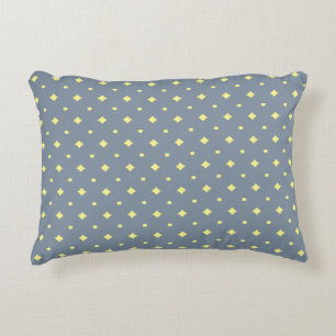 Pretty pattern, blue-grey, soft yellow, cottage decorative cushion