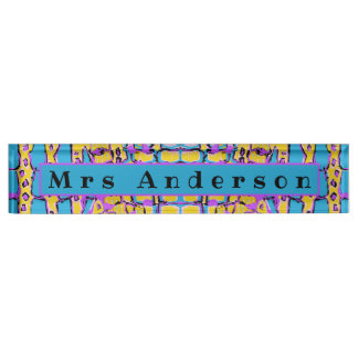 Pretty Pattern Blue Yellow Purple Acrylic Oil Nameplate