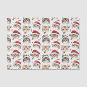  Pretty Pattern Christmas Cat Face Illustrations Tissue Paper