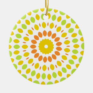 Pretty pattern in citrus colours ceramic tree decoration