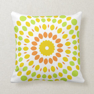Pretty pattern in lime green, lemon yellow, orange cushion