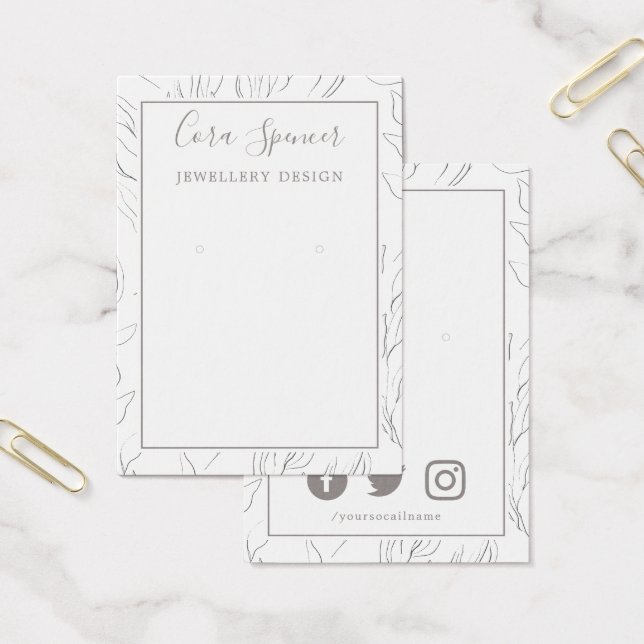 Pretty pattern social media earring display card (Office)