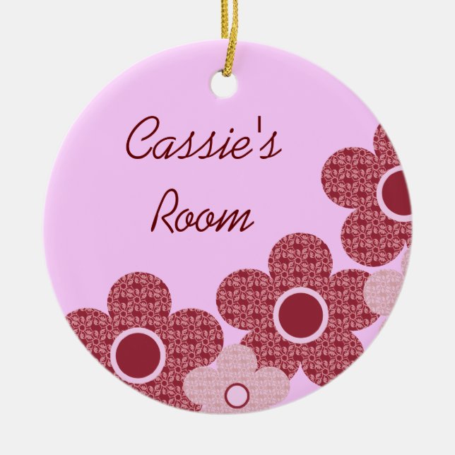 Pretty Patterned Flowers Door Hanger Ornament (Front)