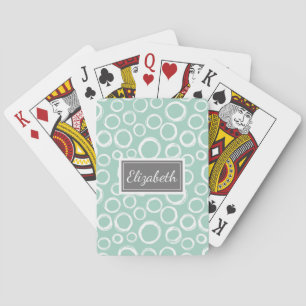 Pretty Patterned Personalised Playing Cards Aqua