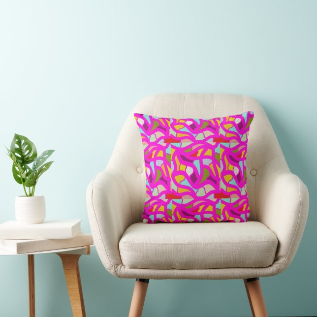 Pretty patterns in pink and rainbow colours cushion (Chair)