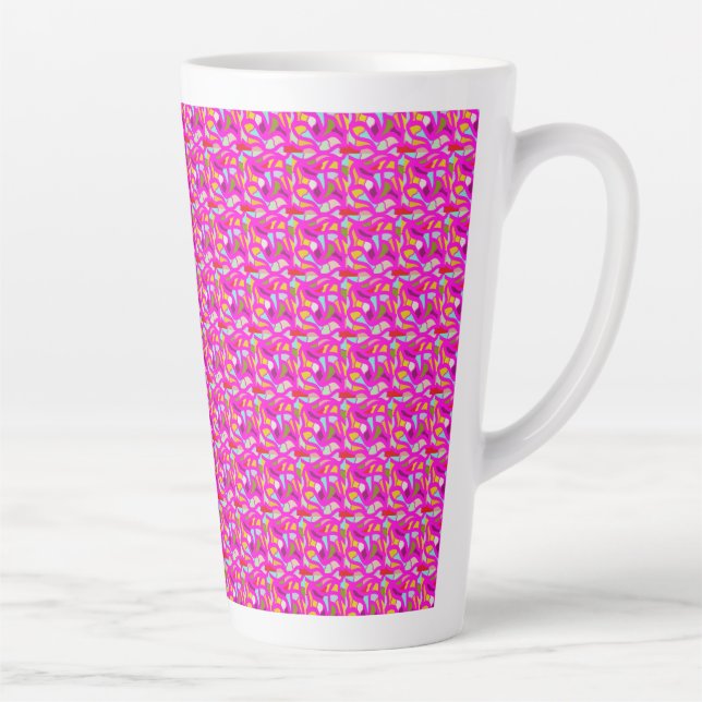 Pretty patterns in pink and rainbow colours latte mug (Right)