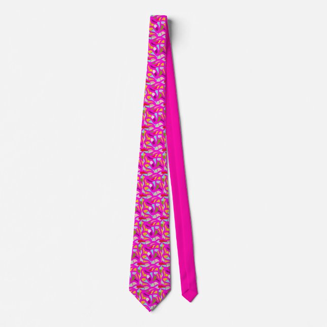 Pretty patterns in pink and rainbow colours tie (Front)