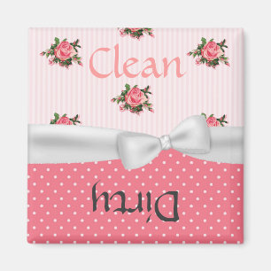 Pretty Patterns with Pink Roses Dishwasher Magnet