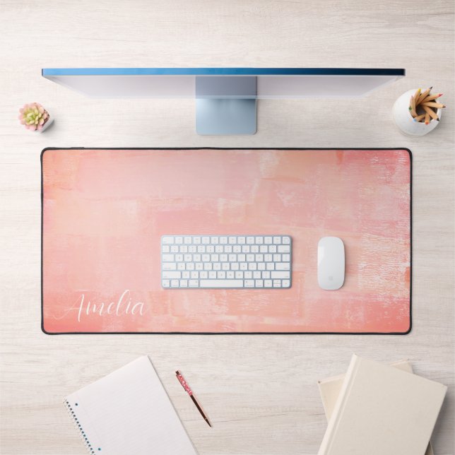 Pretty Peach Abstract Textured Desk Mat (Office 1)