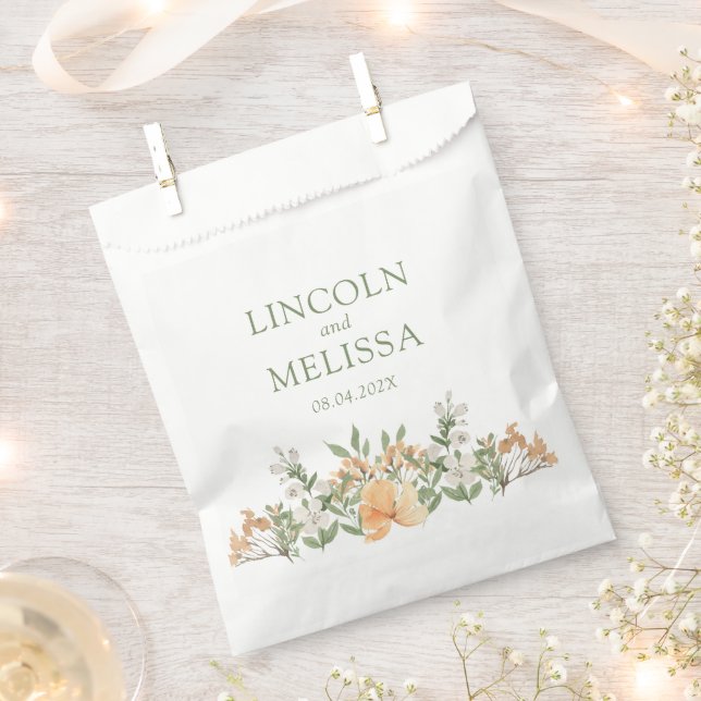 Pretty Peach and White Floral Wedding  Favour Bags (Clipped)