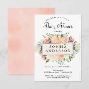 Pretty Peach Baby Shower Invitation Card