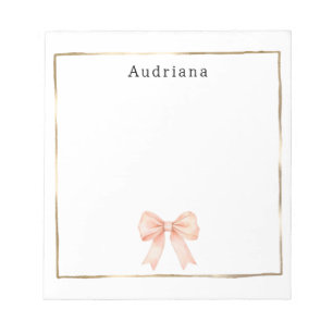 Pretty Peach Bow Personalized  Notepad
