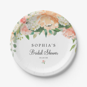 Pretty Peach Bridal Shower Party Plates