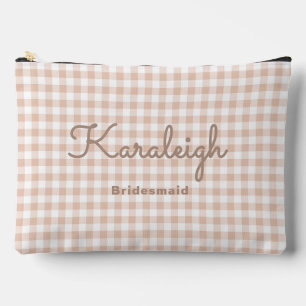 Pretty Peach Chequered Bridesmaid Proposal Accessory Pouch