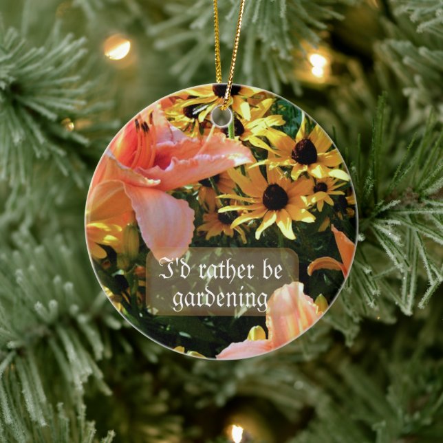Pretty Peach Daylilies and Emerson Quote Ceramic Tree Decoration (Tree)