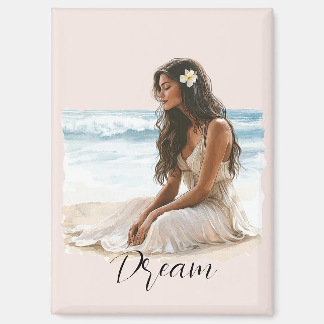 Pretty Peach Dolphin Dream Magnet (Front)