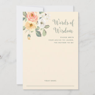 Pretty Peach Floral   Baby Shower Advice Card