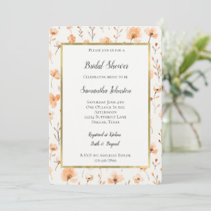 Pretty Peach Floral Bridal Shower Invitation