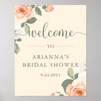 Pretty Peach Floral | Bridal Shower Welcome Sign
