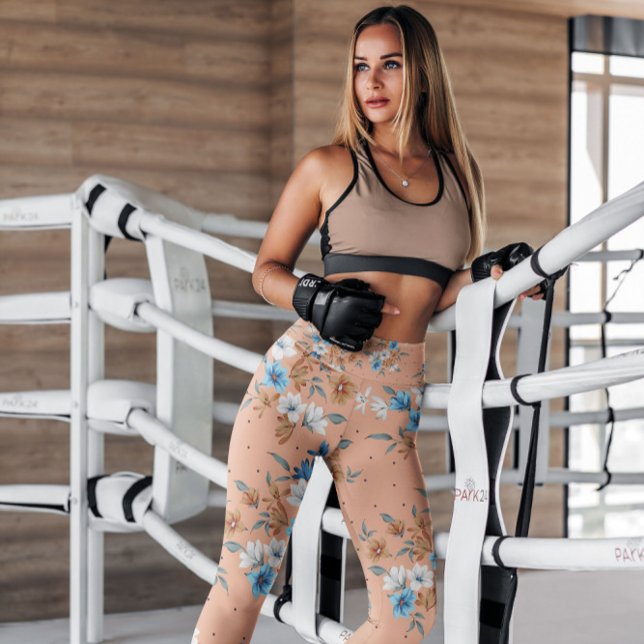 Pretty Peach Floral Feminine Patterned | Leggings (Creator Uploaded)
