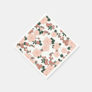 Pretty Peach Floral Napkin