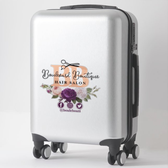 Pretty Peach Floral Roses Hair Salon Stylist Logo (Suitcase)