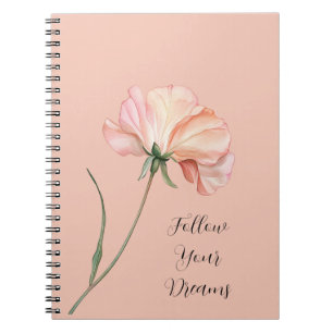 Pretty Peach Flower Notebook