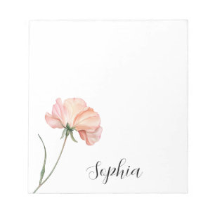 Pretty Peach Flower Notepad