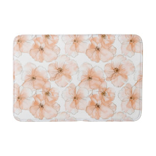 Pretty Peach Flowers Bath Mat