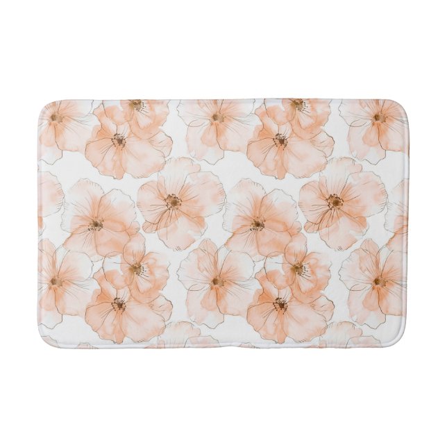 Pretty Peach Flowers Bath Mat (Front)