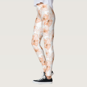 Pretty Peach Flowers Birthday Leggings