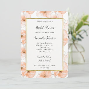 Pretty Peach Flowers Bridal Shower Invitation