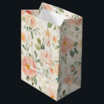 Pretty Peach Flowers Bridal Shower Medium Gift Bag<br><div class="desc">Pretty Peach Flowers Bridal Shower</div>