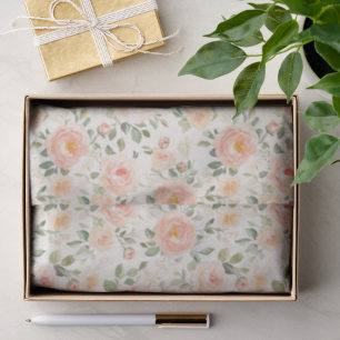 Pretty Peach Flowers Bridal Shower Tissue Paper