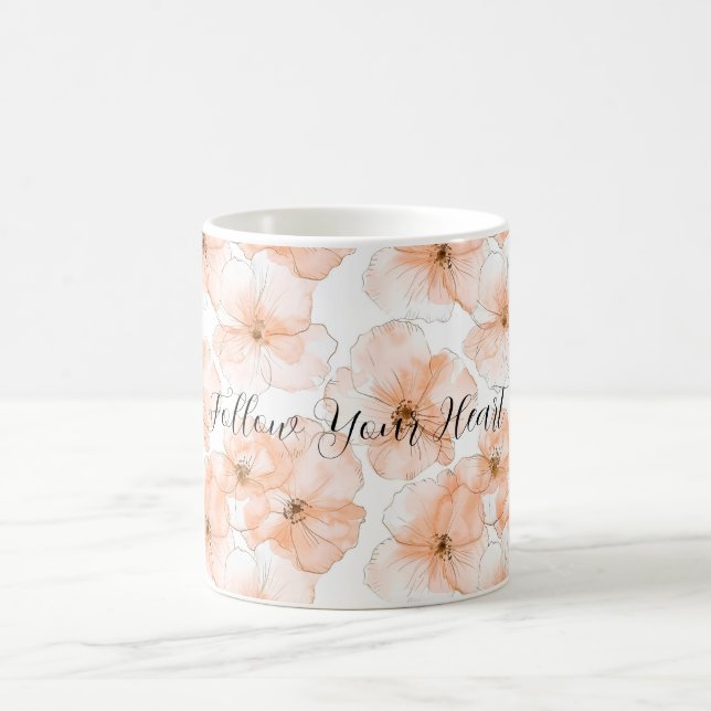 Pretty Peach Flowers Coffee Mug (Center)