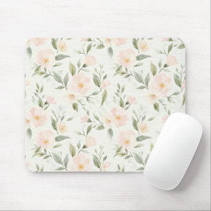 Pretty Peach Flowers Mouse Mat