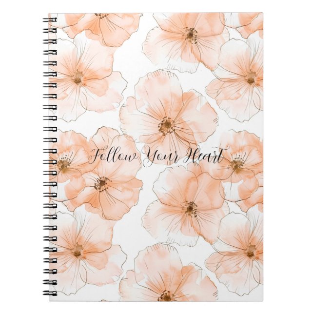 Pretty Peach Flowers Notebook (Front)
