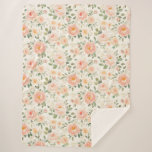 Pretty Peach Flowers   Sherpa Blanket<br><div class="desc">Pretty Peach Flowers</div>
