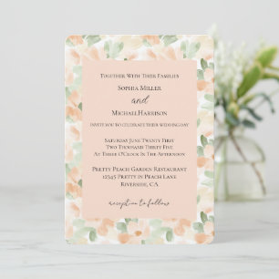 Pretty Peach Flowers Wedding Invitation