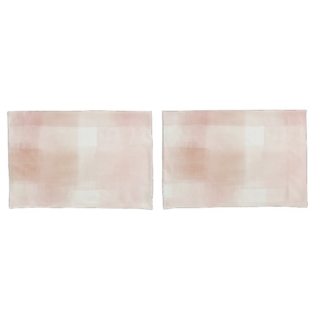 Pretty Peach Pink Cream Plaid Pillowcase (Front-Set)