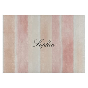 Pretty Peach Pink Cream Stripes  Cutting Board