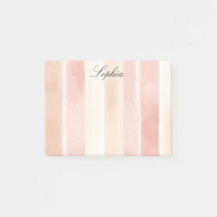 Pretty Peach Pink Cream Stripes Post-it Notes