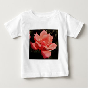 Pretty Peach Pink Rose floral Baby T-Shirt