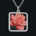 Pretty Peach Pink Rose floral Silver Plated Necklace<br><div class="desc">Peach Pink Rose Beautiful photo of a peachy pink rose by Artist Sandra Marie Closs. Add your own text, name or monogram to create the perfect product for any occasion. Wedding, bridal party garden party, sympathy , birthday, baby shower, any celebration or just to make your day a little bit...</div>