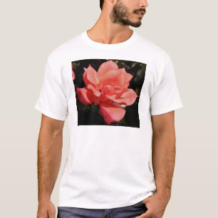 Pretty Peach Pink Rose floral T-Shirt